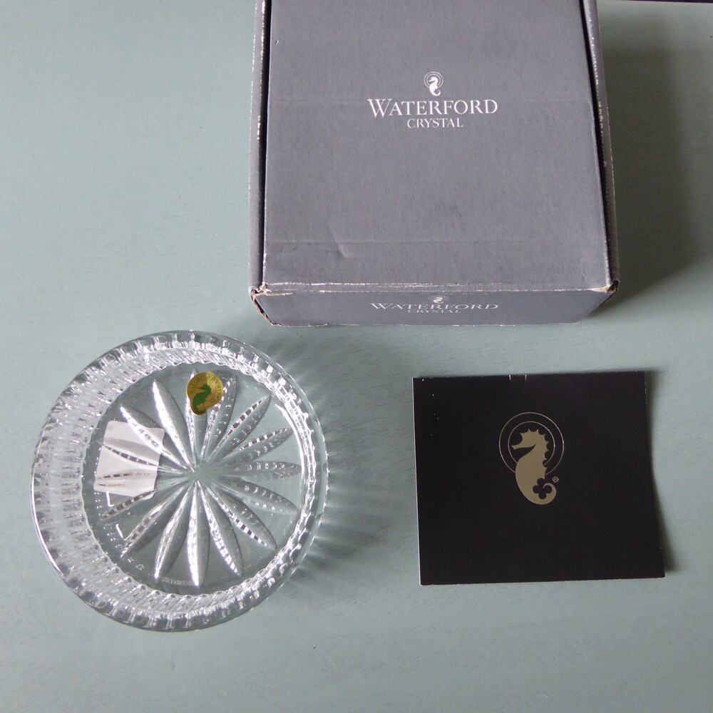 Waterford Crystal "Heritage" Wine Bottle Coaster New In Box 4 7/8"Diameter